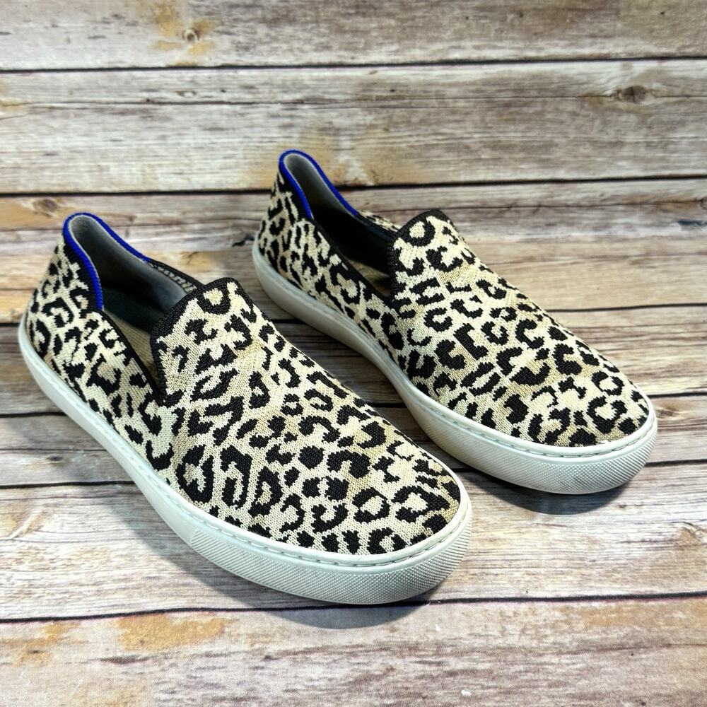 Rothy's Womens Leopard Animal Print Original Casual Slip On Sneakers Size 8.5